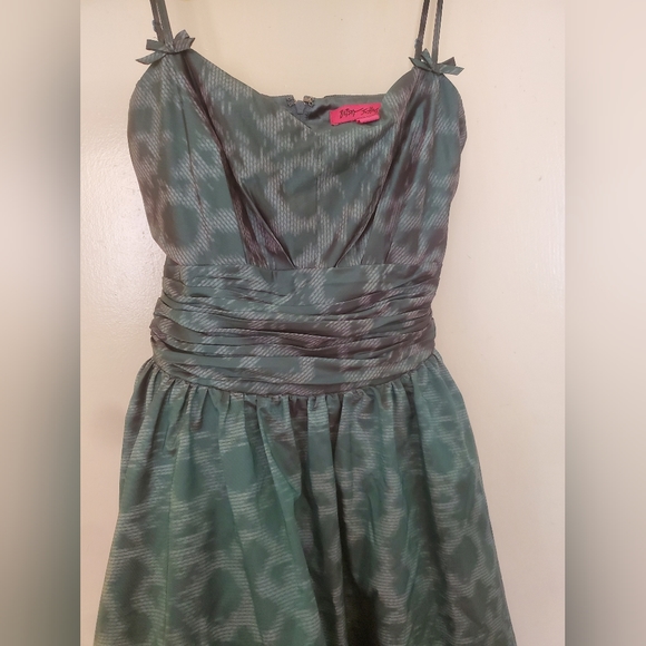 Betsey Johnson Teal Blue Green Snake Print Satin Prom Party Dress. - Picture 12 of 16